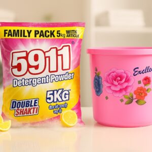 5911 Detergent Powder – Maroon Pack (Double Shakti)-5Kg + bucket